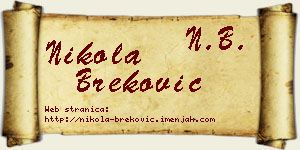 Nikola Breković vizit kartica